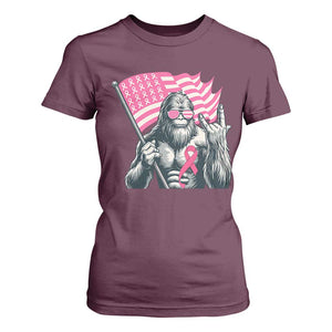 Funny Bigfoot Breast Cancer Awareness T Shirt For Women Sasquatch Pink Ribbon TS11 Maroon Print Your Wear