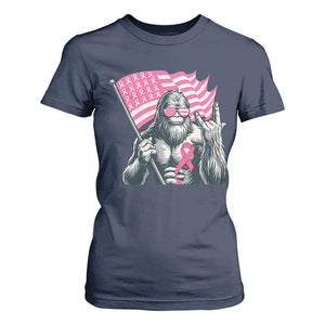 Funny Bigfoot Breast Cancer Awareness T Shirt For Women Sasquatch Pink Ribbon TS11 Navy Print Your Wear