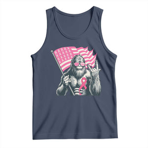 Funny Bigfoot Breast Cancer Awareness Tank Top Sasquatch Pink Ribbon TS11 Navy Print Your Wear