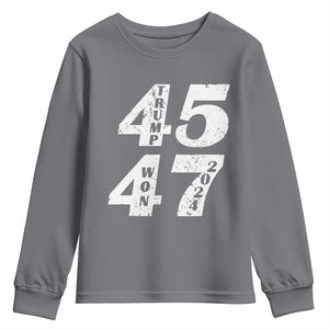 Trump For President Youth Sweatshirt Trump Won 45 47 US Election 2024 TS11 Charcoal Print Your Wear