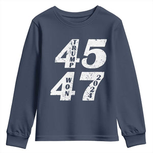 Trump For President Youth Sweatshirt Trump Won 45 47 US Election 2024 TS11 Navy Print Your Wear