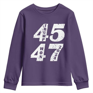 Trump For President Youth Sweatshirt Trump Won 45 47 US Election 2024 TS11 Purple Print Your Wear