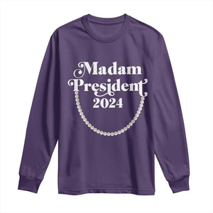 Harris Supporter Long Sleeve Shirt Madam President 2024 First Female President Election TS11 Purple Print Your Wear