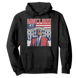 Funny Trump 2024 Hoodie Daddy's Home The 47th US President Vintage Betsy American Flag TS11 Black Print Your Wear