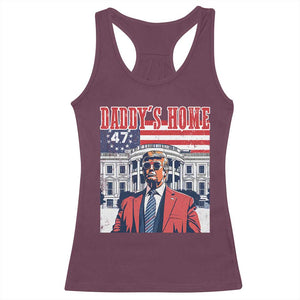 Funny Trump 2024 Racerback Tank Top Daddy's Home The 47th US President Vintage Betsy American Flag TS11 Maroon Print Your Wear