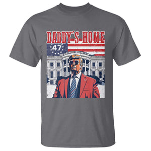 Funny Trump 2024 T Shirt Daddy's Home The 47th US President Vintage Betsy American Flag TS11 Charcoal Print Your Wear