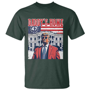 Funny Trump 2024 T Shirt Daddy's Home The 47th US President Vintage Betsy American Flag TS11 Dark Forest Green Print Your Wear