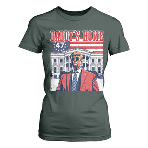 Funny Trump 2024 T Shirt For Women Daddy's Home The 47th US President Vintage Betsy American Flag TS11 Dark Forest Green Print Your Wear