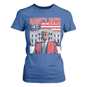 Funny Trump 2024 T Shirt For Women Daddy's Home The 47th US President Vintage Betsy American Flag TS11 Royal Blue Print Your Wear