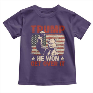 Trump Won 2024 Baby Shirt He Won Get Over It Vintage American Flag TS11 Purple Print Your Wear