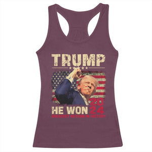 Trump Won 2024 Racerback Tank Top He Won Greatest Return In History The 47th US President TS11 Maroon Print Your Wear