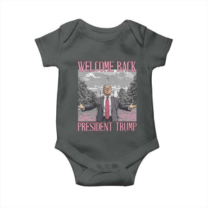 Funny Welcome Back President Trump Baby Onesie White House President Trump 45 47 TS11 Dark Heather Print Your Wear