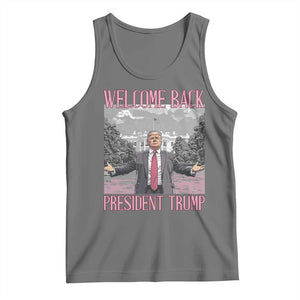 Funny Welcome Back President Trump Tank Top White House President Trump 45 47 TS11 Black Heather Print Your Wear