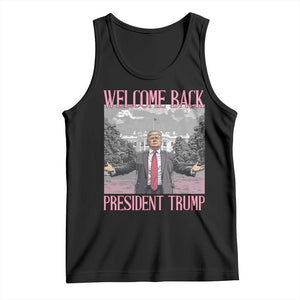 Funny Welcome Back President Trump Tank Top White House President Trump 45 47 TS11 Black Print Your Wear