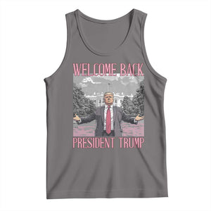 Funny Welcome Back President Trump Tank Top White House President Trump 45 47 TS11 Deep Heather Print Your Wear