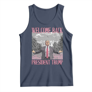 Funny Welcome Back President Trump Tank Top White House President Trump 45 47 TS11 Navy Print Your Wear