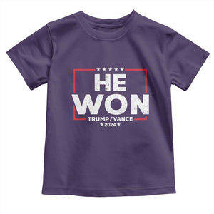 Trump He Won 2024 Baby Shirt The 47th US President Trump Vance TS11 Purple Print Your Wear
