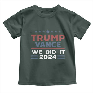 Trump Vance We Did It 2024 Baby Shirt Trump Won President 45 47 American Flag TS11 Dark Forest Green Print Your Wear