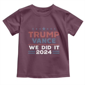 Trump Vance We Did It 2024 Baby Shirt Trump Won President 45 47 American Flag TS11 Maroon Print Your Wear