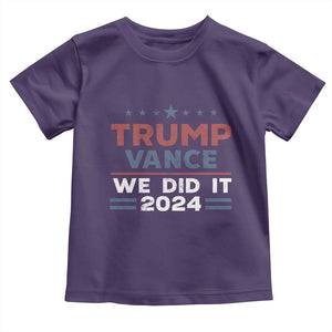 Trump Vance We Did It 2024 Baby Shirt Trump Won President 45 47 American Flag TS11 Purple Print Your Wear