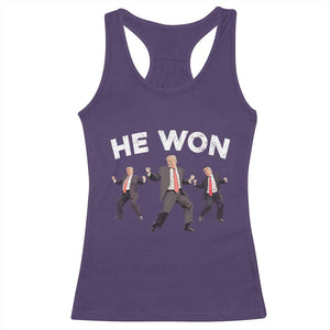 Funny Trump He Won 2024 Racerback Tank Top Trump Dances The 47th US President TS11 Purple Print Your Wear
