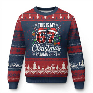 This Is My 67 Xmas Pajama Ugly Christmas Sweater Six Seven Meme Xmas TS11 Navy Red Print Your Wear