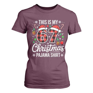 This Is My 67 Christmas Pajama T Shirt For Women Six Seven Meme Xmas TS11 Maroon Print Your Wear