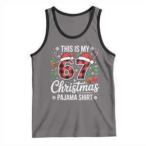 This Is My 67 Christmas Pajama Tank Top Six Seven Meme Xmas TS11 Deep Heather Black Print Your Wear