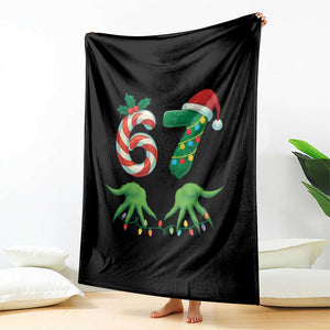 Funny Six Seven Christmas 67 Meme Gen Alpha Slang Elf Hands Throw Blanket TS11 Print Your Wear