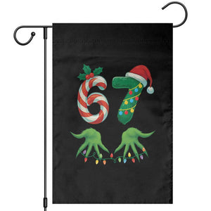 Funny Six Seven Christmas 67 Meme Gen Alpha Slang Elf Hands Garden Flag TS11 Black Print Your Wear