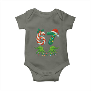 Funny Six Seven Christmas 67 Meme Gen Alpha Slang Elf Hands Baby Onesie TS11 Military Green Print Your Wear