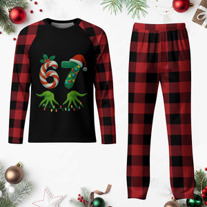 Funny Six Seven Christmas 67 Meme Gen Alpha Slang Elf Hands Plaid Pajama Set TS11 Buffalo Plaid Print Your Wear