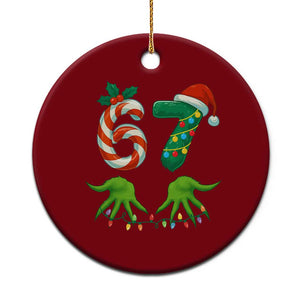 Funny Six Seven Christmas 67 Meme Gen Alpha Slang Elf Hands Ceramic Ornament TS11 1pc Red Print Your Wear