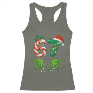 Funny Six Seven Christmas 67 Meme Gen Alpha Slang Elf Hands Racerback Tank Top TS11 Military Green Print Your Wear