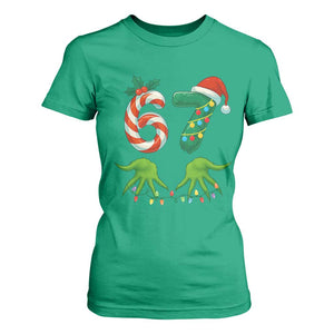 Funny Six Seven Christmas 67 Meme Gen Alpha Slang Elf Hands T Shirt For Women TS11 Irish Green Print Your Wear