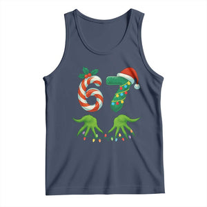 Funny Six Seven Christmas 67 Meme Gen Alpha Slang Elf Hands Tank Top TS11 Navy Print Your Wear