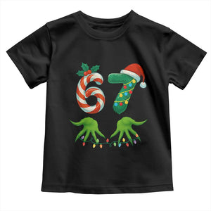 Funny Six Seven Christmas 67 Meme Gen Alpha Slang Elf Hands Toddler T Shirt TS11 Black Print Your Wear