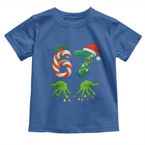 Funny Six Seven Christmas 67 Meme Gen Alpha Slang Elf Hands Toddler T Shirt TS11 Royal Blue Print Your Wear