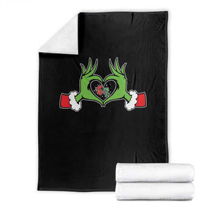 Funny Six Seven Christmas 67 Meme Gen Alpha Elf Heart Hands Throw Blanket TS11 Black Print Your Wear
