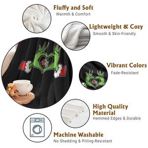 Funny Six Seven Christmas 67 Meme Gen Alpha Elf Heart Hands Throw Blanket TS11 Print Your Wear