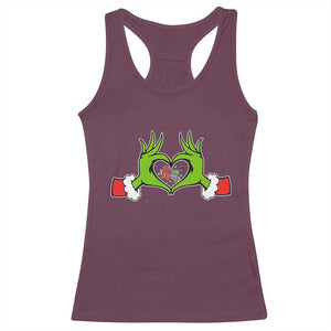 Funny Six Seven Christmas 67 Meme Gen Alpha Elf Heart Hands Racerback Tank Top TS11 Maroon Print Your Wear