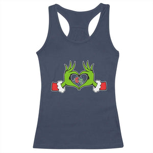 Funny Six Seven Christmas 67 Meme Gen Alpha Elf Heart Hands Racerback Tank Top TS11 Navy Print Your Wear