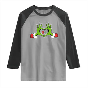 Funny Six Seven Christmas 67 Meme Gen Alpha Elf Heart Hands Raglan Shirt TS11 Sport Gray Black Print Your Wear