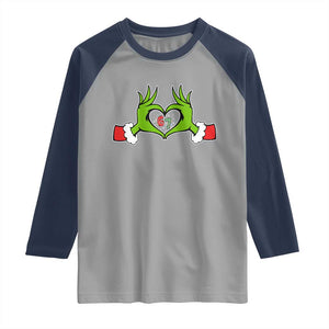 Funny Six Seven Christmas 67 Meme Gen Alpha Elf Heart Hands Raglan Shirt TS11 Sport Gray Navy Print Your Wear