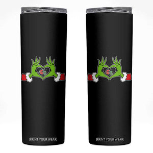 Funny Six Seven Christmas 67 Meme Gen Alpha Elf Heart Hands Skinny Tumbler TS11 Black Print Your Wear