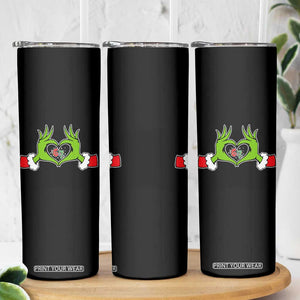 Funny Six Seven Christmas 67 Meme Gen Alpha Elf Heart Hands Skinny Tumbler TS11 Print Your Wear