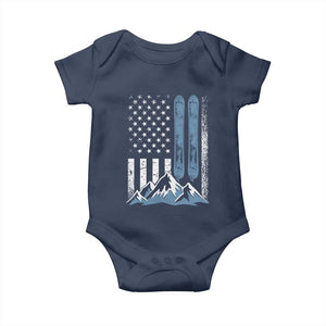 Alpine Skiing Skier Baby Onesie Vintage American Flag Winter Sport TS11 Navy Print Your Wear