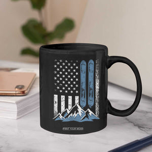 Funny Snowboarding Coffee Mug Vintage American Flag Snowboard Winter Sport TS11 Print Your Wear