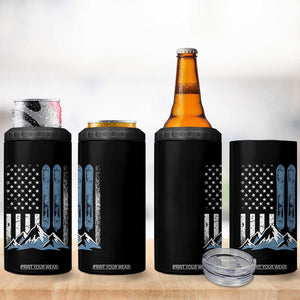 Funny Snowboarding 4 in 1 Can Cooler Tumbler Vintage American Flag Snowboard Winter Sport TS11 Print Your Wear