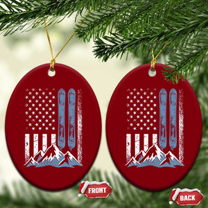 Alpine Skiing Skier Ceramic Ornament Vintage American Flag Winter Sport TS11 Print Your Wear